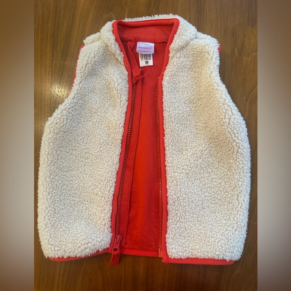 Hanna Andersson Sherpa Vest with Red Trim